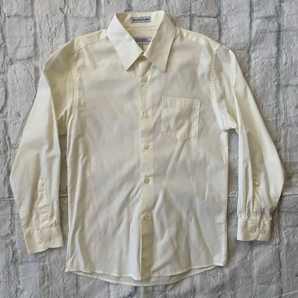 Gioberti youth kids 8 button down dress shirt off white